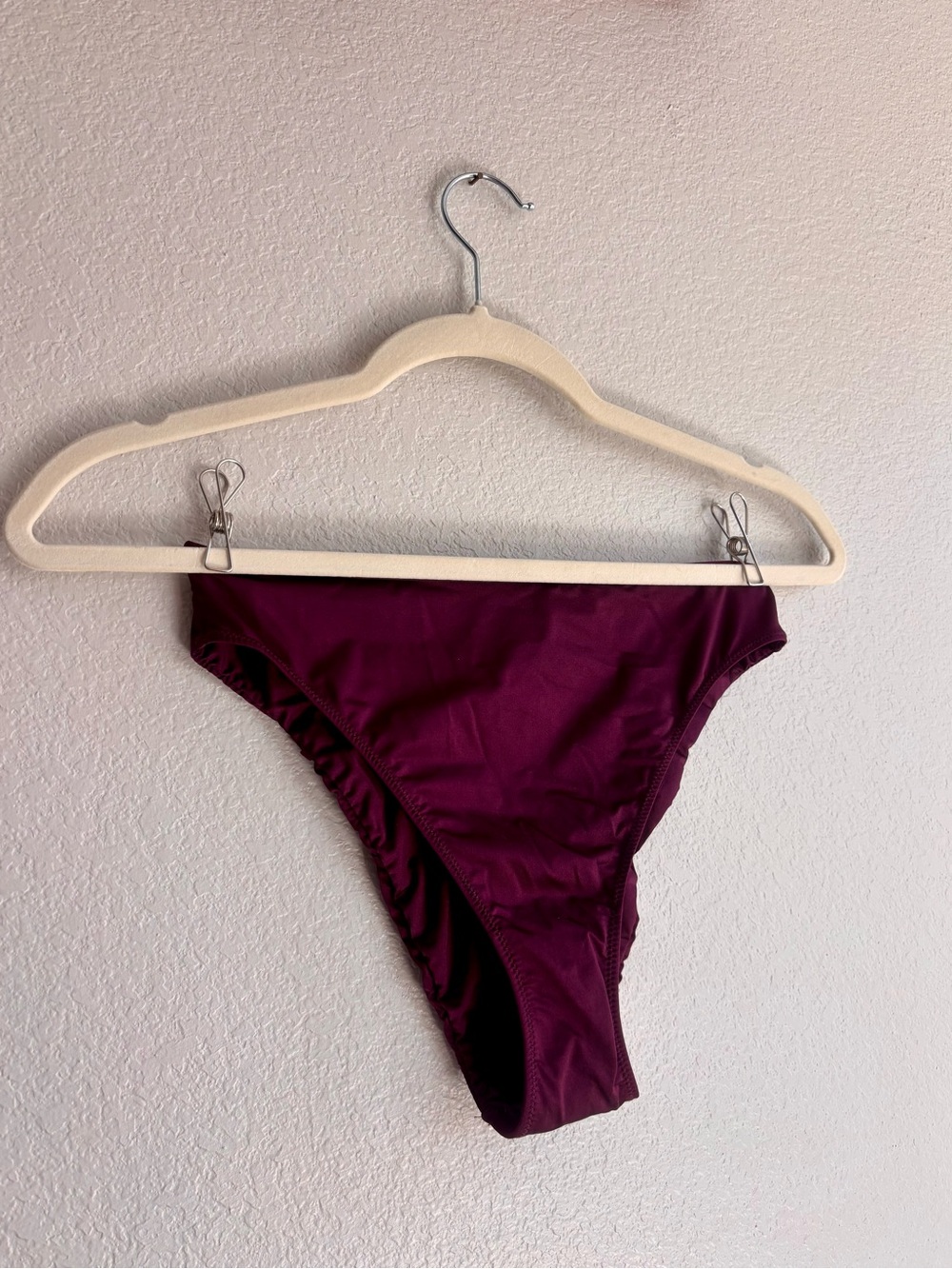 Savage X Fenty High-Cut Bikini Bottom in Plum Wine